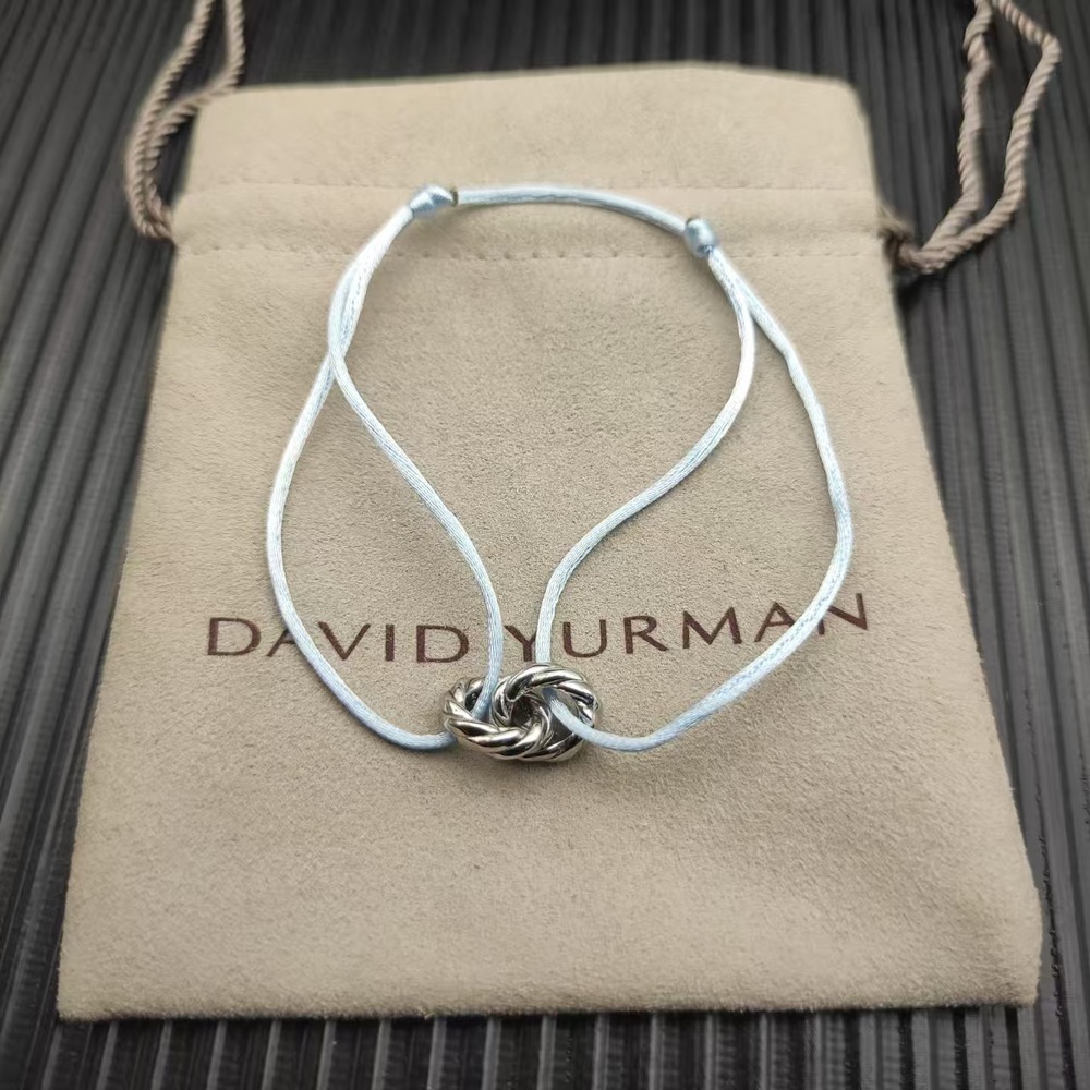 David Yurman Light Blue Double-Ring Silver Nylon Rope Bracelet